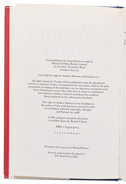 Monica Lewinsky Signed First Edition of Her Biography, ''Monica's Story'' -- Also Signed by Author Andrew Morton -- With PSA/DNA COA
