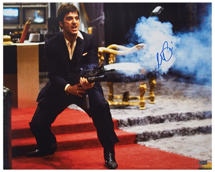 Al Pacino Signed 20'' x 16'' Scarface Photo -- From the Climactic Sequence