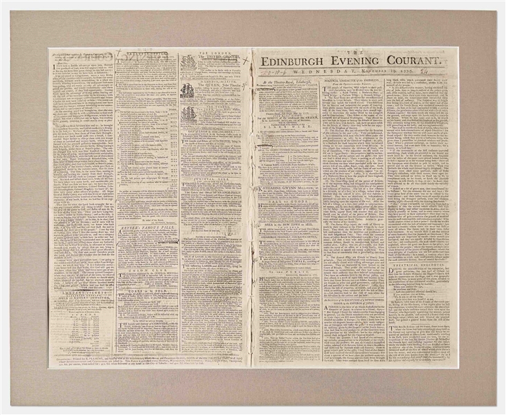 Revolutionary War Newspaper from November 1777 Describing the ''Political Character of the Americans''