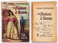 John Steinbeck Signed Presentation Copy of The Pastures of Heaven -- ...The pastures of the sky contain...a viper...