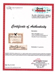 Harry Houdini Signed Stock Certificate to the Houdini Picture Corporation with Extremely Bold Signature -- With University Archives COA