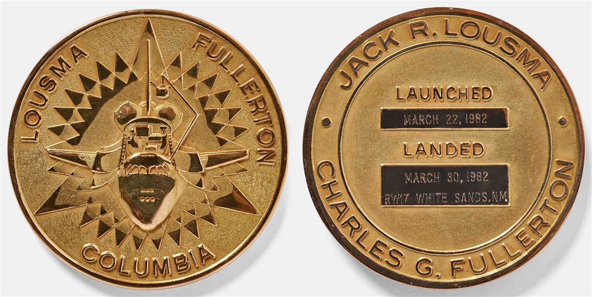Sally Rides Personally Owned STS-3 Space Shuttle Columbia Gold Robbins Medal