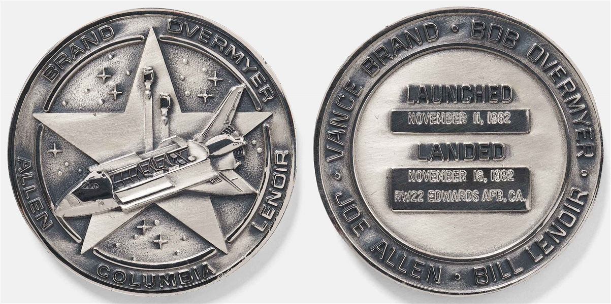 Sally Rides Personally Owned STS-5 Space Shuttle Columbia Robbins Medal