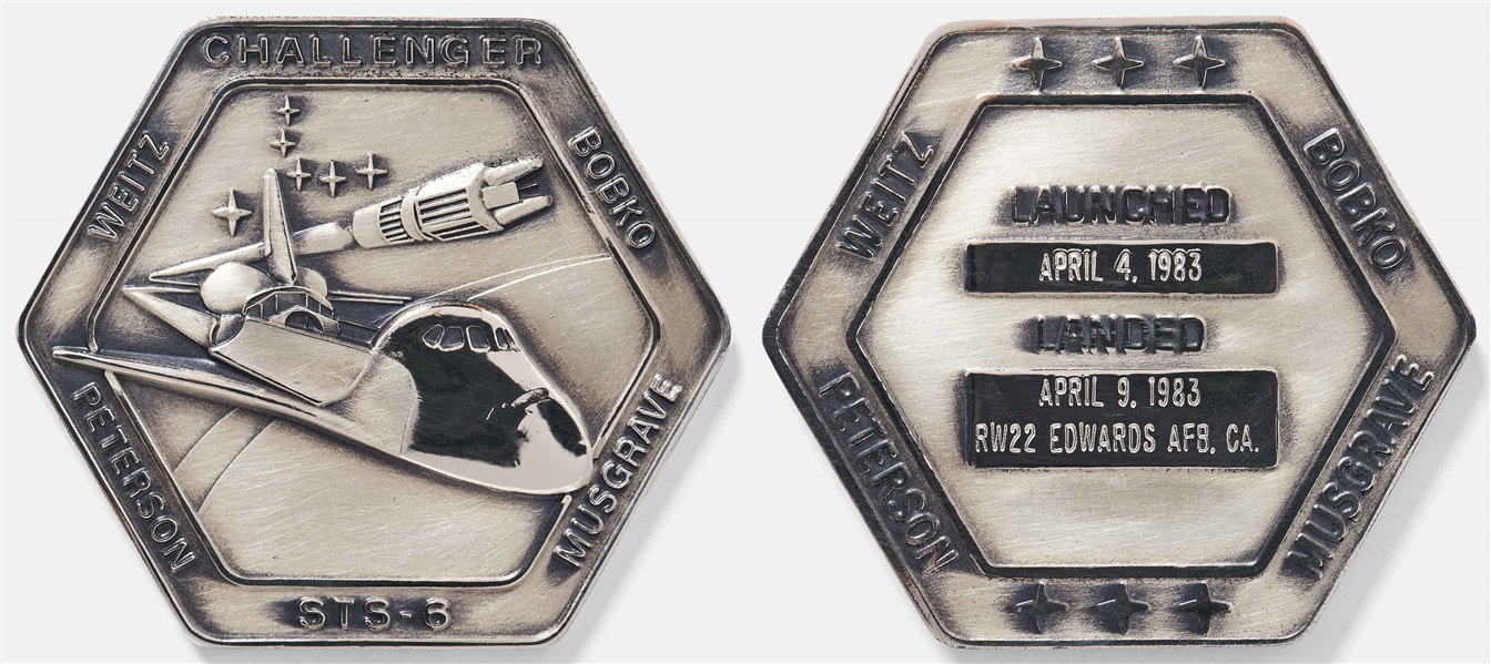 Sally Rides Personally Owned STS-6 Space Shuttle Challenger Robbins Medal