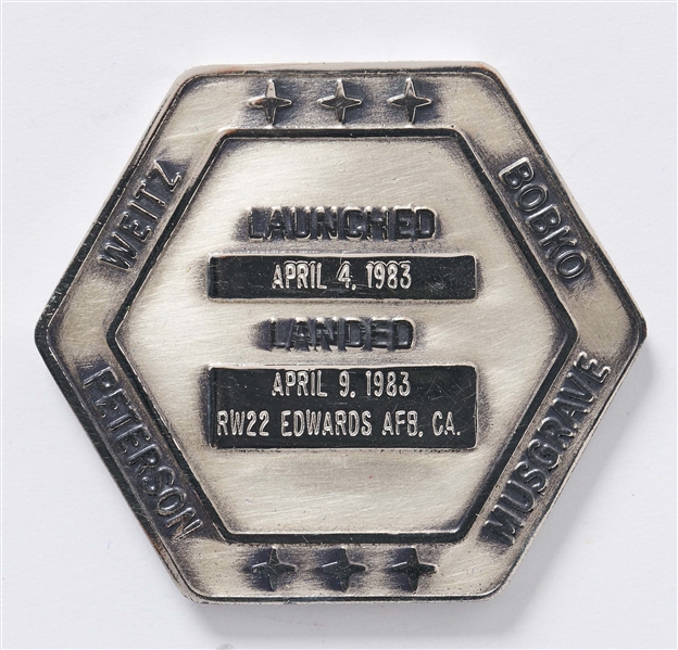 Sally Ride's Personally Owned STS-6 Space Shuttle Challenger Robbins Medal
