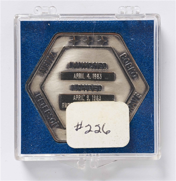 Sally Ride's Personally Owned STS-6 Space Shuttle Challenger Robbins Medal