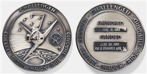 Sally Rides Personally Owned STS-7 Space Shuttle Challenger Flown Robbins Medal -- Ride Made History as the First Female Astronaut on This Mission