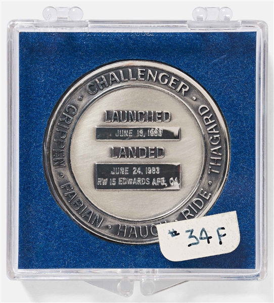 Sally Ride's Personally Owned STS-7 Space Shuttle Challenger Flown Robbins Medal -- Ride Made History as the First Female Astronaut on This Mission