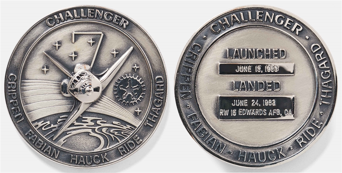 Sally Rides Personally Owned STS-7 Space Shuttle Challenger Flown Robbins Medal -- Ride Made History as the First Female Astronaut on This Mission
