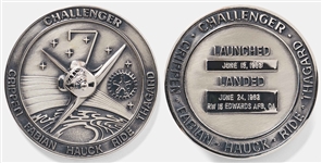Sally Rides Personally Owned STS-7 Space Shuttle Challenger Flown Robbins Medal -- Ride Made History as the First Female Astronaut on This Mission