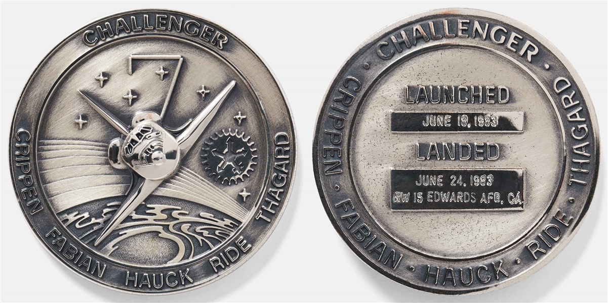 Sally Ride's Personally Owned STS-7 Space Shuttle Challenger Flown Robbins Medal -- Ride Made History as the First Female Astronaut on This Mission