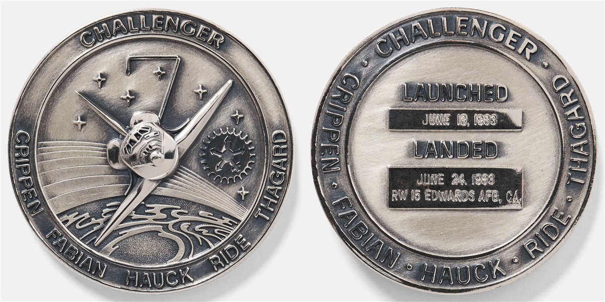 Sally Ride's Personally Owned STS-7 Space Shuttle Challenger Robbins Medal -- Ride Made History as the First Female Astronaut on This Mission