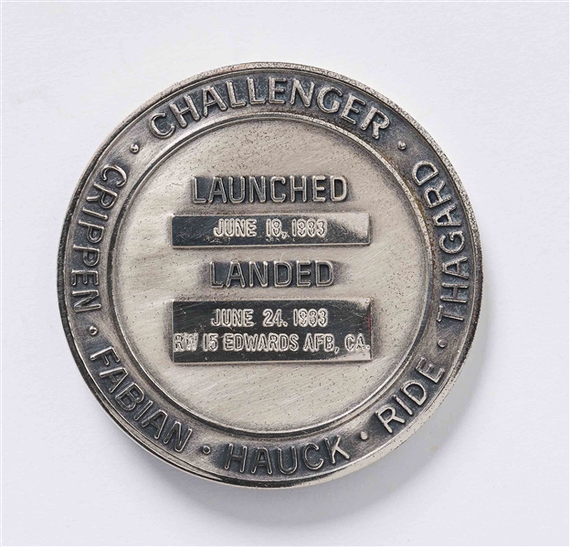 Sally Ride's Personally Owned STS-7 Space Shuttle Challenger Flown Robbins Medal -- Ride Made History as the First Female Astronaut on This Mission