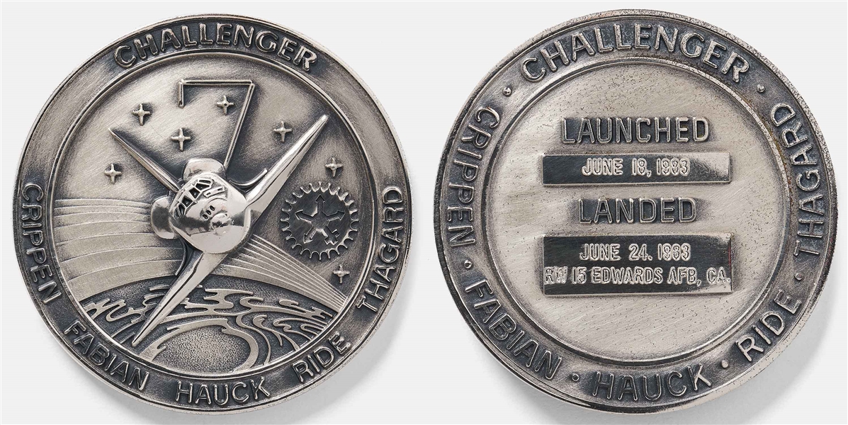 Sally Ride's Personally Owned STS-7 Space Shuttle Challenger Robbins Medal -- Ride Made History as the First Female Astronaut on This Mission