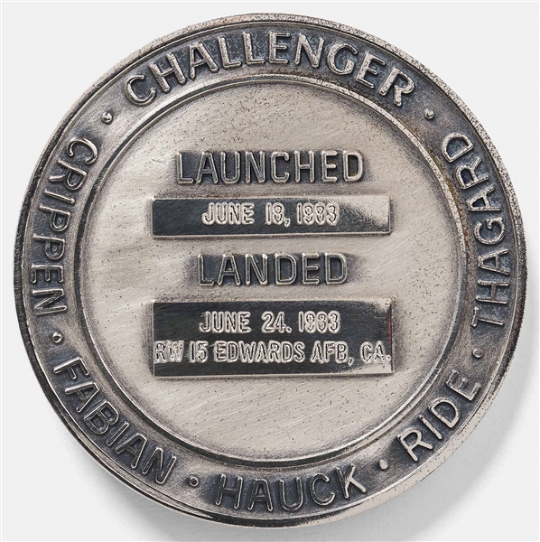 Sally Ride's Personally Owned STS-7 Space Shuttle Challenger Robbins Medal -- Ride Made History as the First Female Astronaut on This Mission