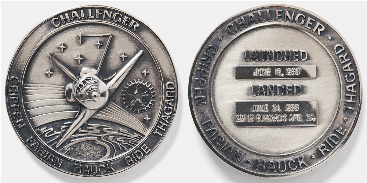 Sally Ride's Personally Owned STS-7 Space Shuttle Challenger Robbins Medal -- Ride Made History as the First Female Astronaut on This Mission