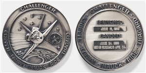 Sally Rides Personally Owned STS-7 Space Shuttle Challenger Robbins Medal -- Ride Made History as the First Female Astronaut on This Mission
