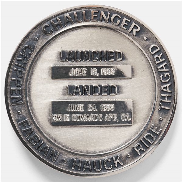 Sally Ride's Personally Owned STS-7 Space Shuttle Challenger Robbins Medal -- Ride Made History as the First Female Astronaut on This Mission