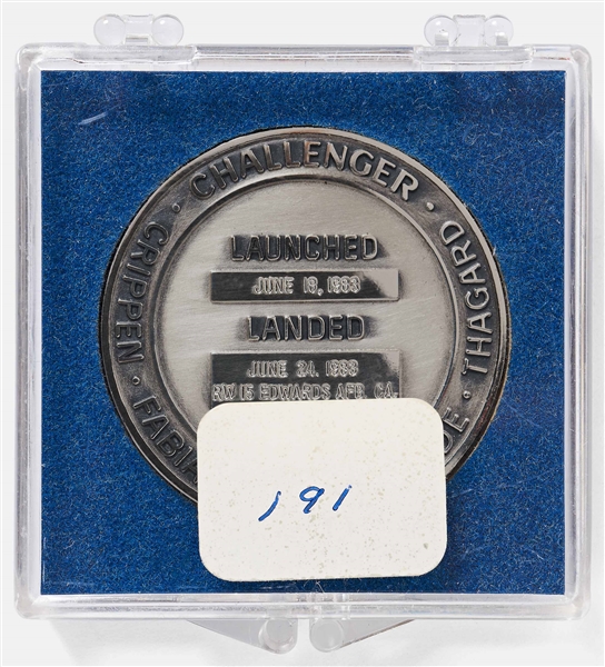 Sally Ride's Personally Owned STS-7 Space Shuttle Challenger Robbins Medal -- Ride Made History as the First Female Astronaut on This Mission