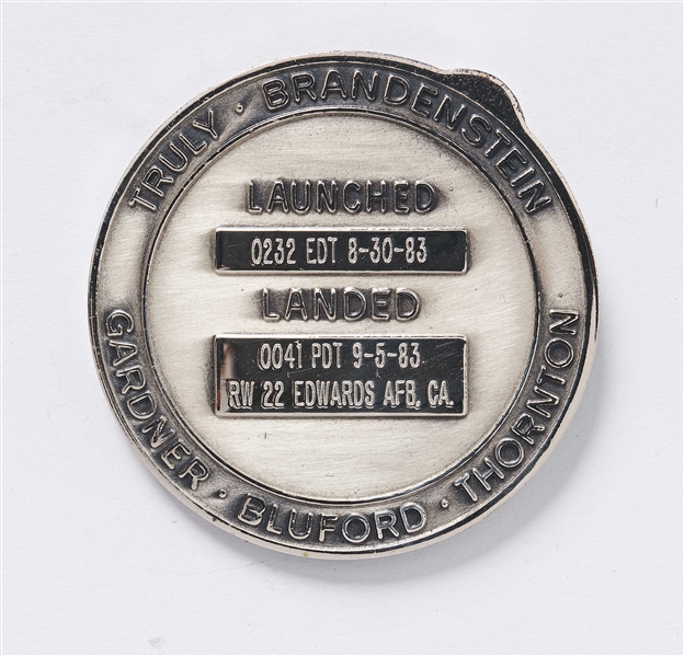 Sally Ride's Personally Owned STS-8 Space Shuttle Challenger Robbins Medal