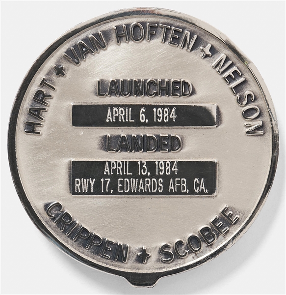 Sally Ride's Personally Owned STS-41-C Space Shuttle Challenger Robbins Medal