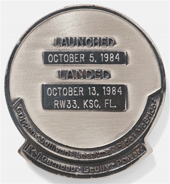 Sally Ride's Personally Owned STS-41-G Space Shuttle Challenger Flown Robbins Medal -- Ride Served as Mission Specialist and Flight Engineer on STS-41-G