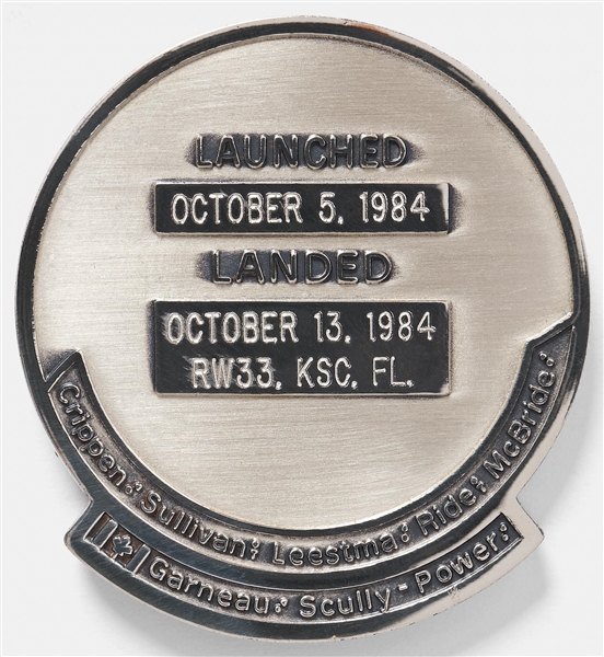Sally Ride's Personally Owned STS-41-G Space Shuttle Challenger Flown Robbins Medal -- Ride Served as Mission Specialist and Flight Engineer on STS-41-G