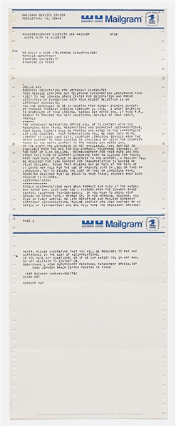 Sally Ride's Personally Owned NASA Letter from January 1978 Regarding Orientation for Astronaut Group 8