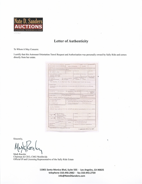 Sally Ride's Personally Owned NASA Orientation Paperwork Following Her Selection as Part of Astronaut Group 8