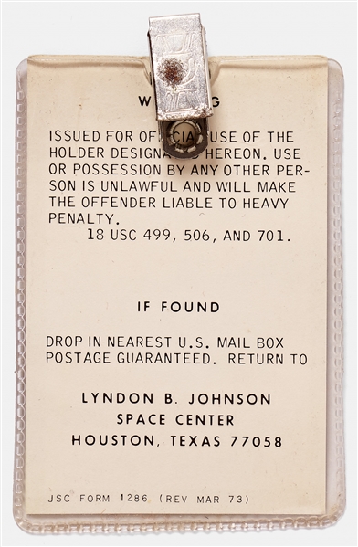 Sally Ride's Personally Owned NASA ID Badge -- Her Very First, Temporary Badge