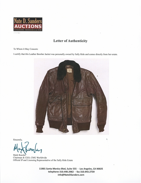Sally Ride's Personally Owned Leather Bomber Jacket