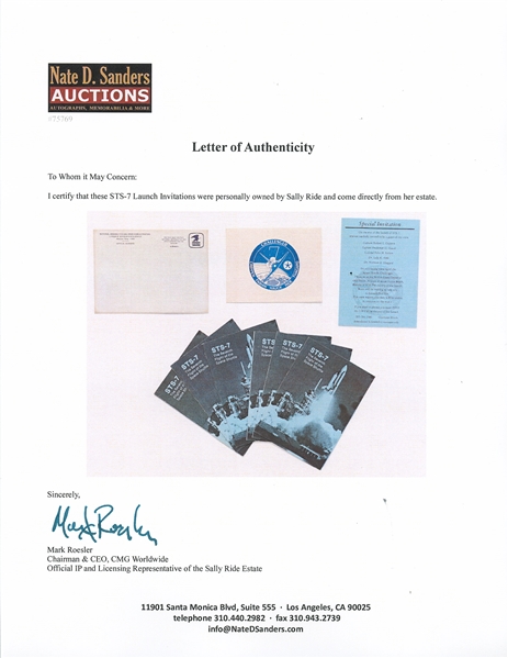 Sally Ride's Personally Owned Collection of STS-7 Space Shuttle Challenger Launch Invitations & Stationery