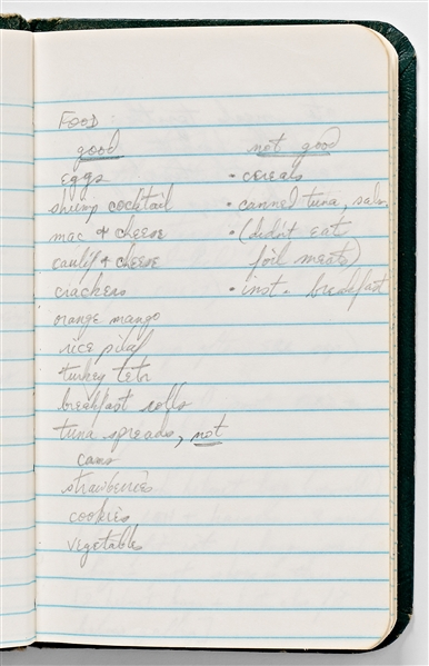 Sally Ride's Personal Diaries for STS-41-G, Describing Every Aspect of the Mission from Pre-Flight to Debrief -- ''...strange sensation when you 1st close your eyes: feel like you're still moving...''