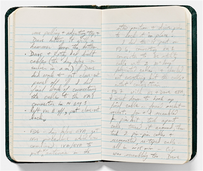 Sally Ride's Personal Diaries for STS-41-G, Describing Every Aspect of the Mission from Pre-Flight to Debrief -- ''...strange sensation when you 1st close your eyes: feel like you're still moving...''