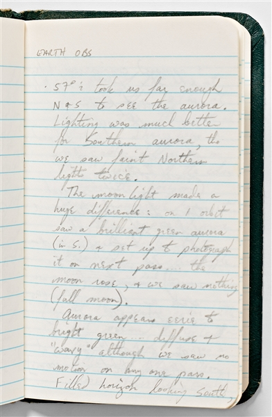 Sally Ride's Personal Diaries for STS-41-G, Describing Every Aspect of the Mission from Pre-Flight to Debrief -- ''...strange sensation when you 1st close your eyes: feel like you're still moving...''