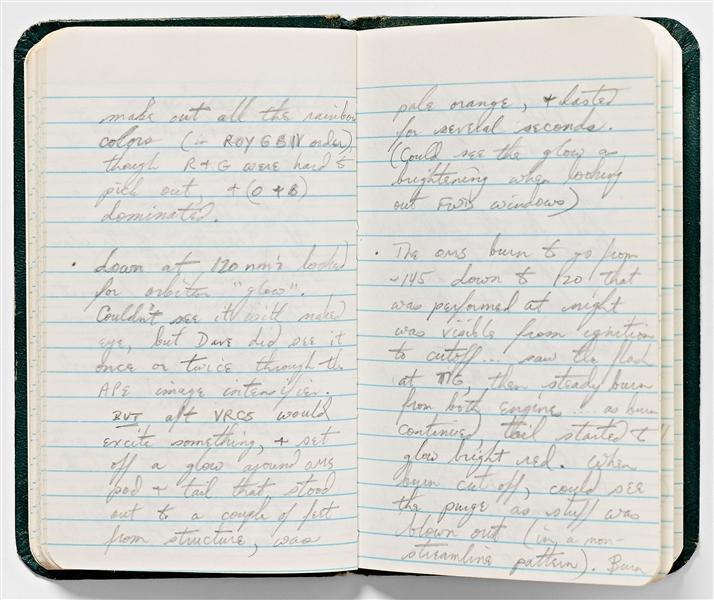 Sally Ride's Personal Diaries for STS-41-G, Describing Every Aspect of the Mission from Pre-Flight to Debrief -- ''...strange sensation when you 1st close your eyes: feel like you're still moving...''