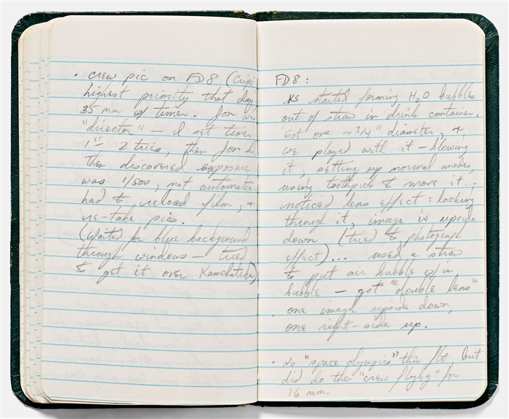 Sally Ride's Personal Diaries for STS-41-G, Describing Every Aspect of the Mission from Pre-Flight to Debrief -- ''...strange sensation when you 1st close your eyes: feel like you're still moving...''