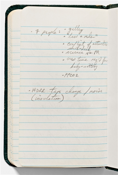 Sally Ride's Personal Diaries for STS-41-G, Describing Every Aspect of the Mission from Pre-Flight to Debrief -- ''...strange sensation when you 1st close your eyes: feel like you're still moving...''
