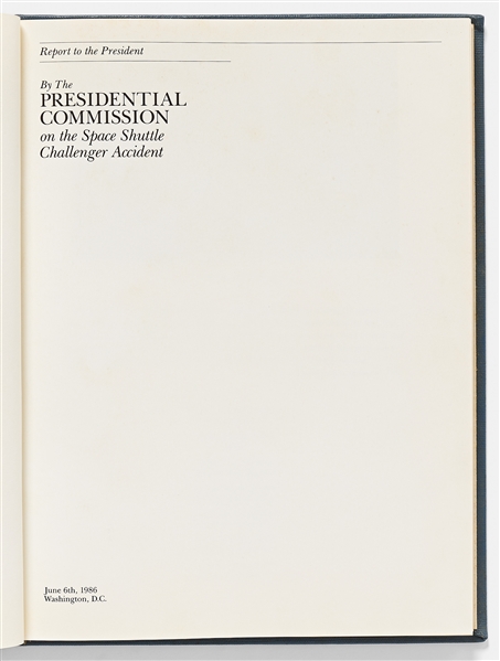 Sally Ride's Personal Copy of the Rogers Commission Report Investigating the Space Shuttle Challenger Disaster -- Ride Played a Pivotal Role as a Commission Member in Exposing the O-Ring Coverup