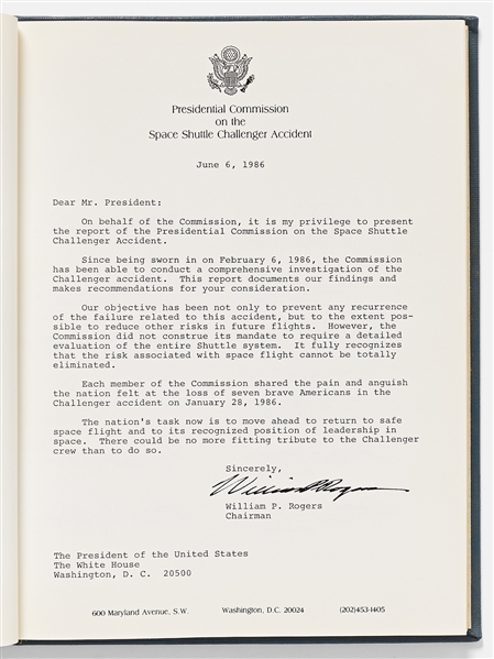 Sally Ride's Personal Copy of the Rogers Commission Report Investigating the Space Shuttle Challenger Disaster -- Ride Played a Pivotal Role as a Commission Member in Exposing the O-Ring Coverup