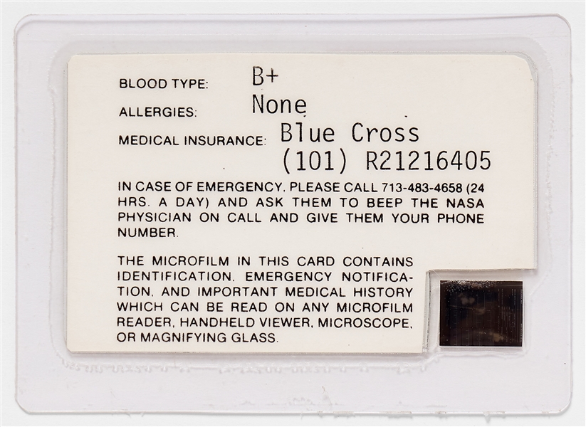 Sally Ride's Personally Owned ''Medical Certification for Spaceflight'' NASA ID Card
