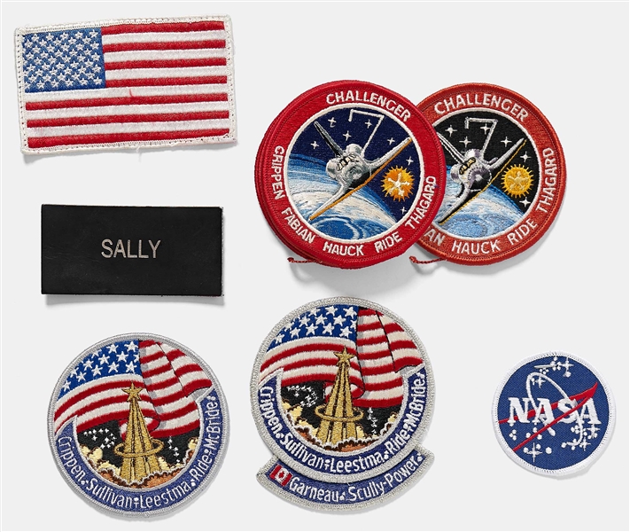 Large Collection of Sally Ride's Personally Owned NASA Patches, Pendants, Stickers & More -- Includes Ride's Possibly Space-Flown NASA Name Tag