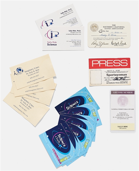 Large Lot of Items Personally Owned by Sally Ride -- Includes Her High School Graduation Program, Tennis Achievements, Stanford Keepsakes, Business Cards & More