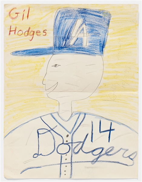 Sally Ride's Personally Owned Childhood Drawings of Baseball and the L.A. Dodgers