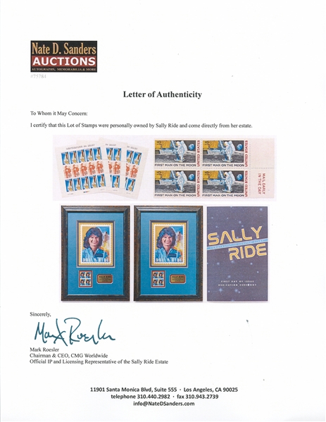 Sally Ride's Personally Owned Stamp Collection -- Plus Artwork of the U.S. Stamp Issued in 2018 Honoring Sally Ride