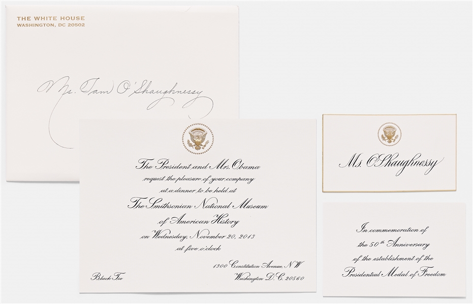 Presidential Medal of Freedom Certificate Awarded to Sally Ride -- Plus Invitations and Programs Related to the Ceremony