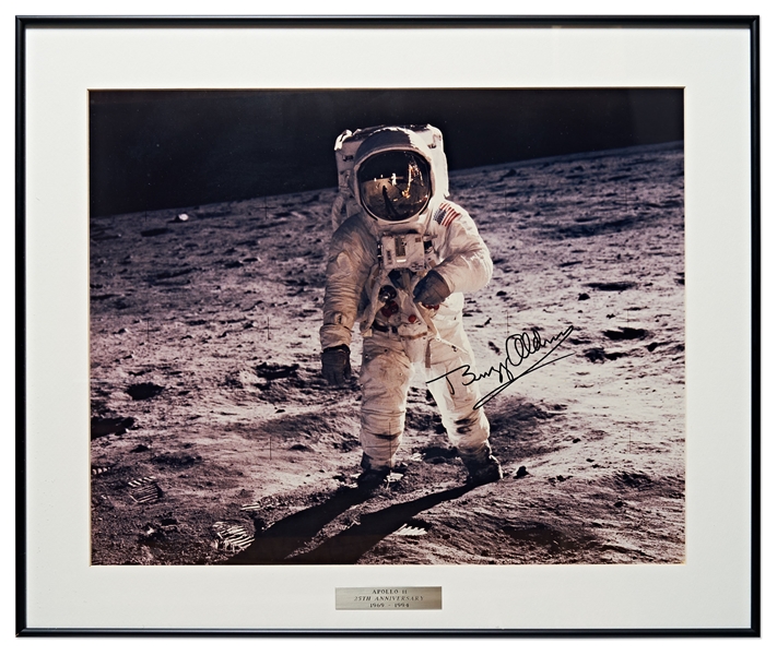 Buzz Aldrin Signed Apollo 11 Visor Photo Measuring 20'' x 16'' -- With Steve Zarelli COA