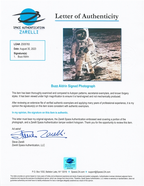 Buzz Aldrin Signed Apollo 11 Visor Photo Measuring 20'' x 16'' -- With Steve Zarelli COA