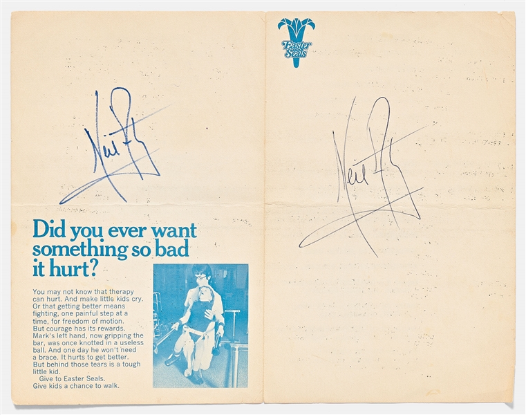 Neil Armstrong Twice-Signed Easter Seals Program -- With JSA COA