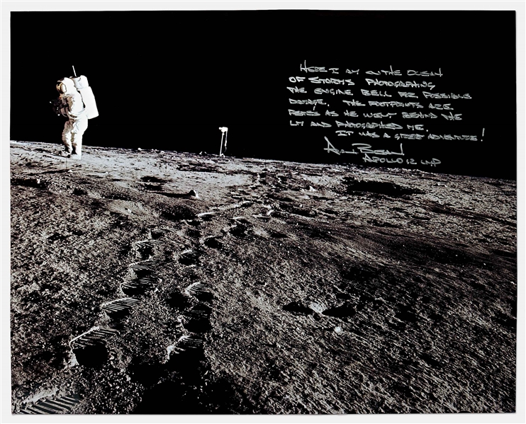 Alan Bean Signed 20'' x 16'' Photo Describing His Experience on the Moon